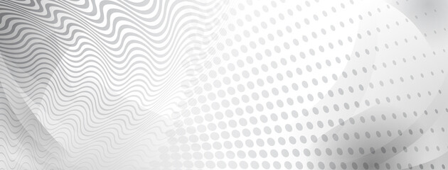 Abstract background made of curves and halftone dots in gray colors