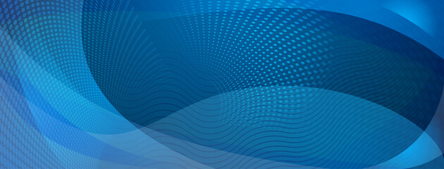Abstract background made of curves and halftone dots in blue colors