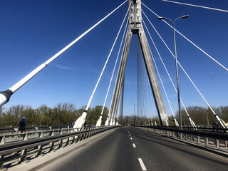 Fototapeta premium Swietokrzyski Bridge over River Vistula in Warsaw