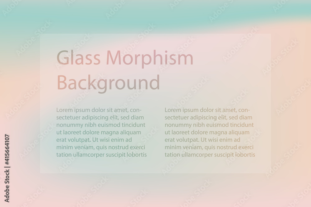 Poster Abstract gradient background. Transparent frame in glass morphism style