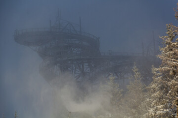 Fototapeta premium Winter view of Dolni Morava Sky walk, Czechia