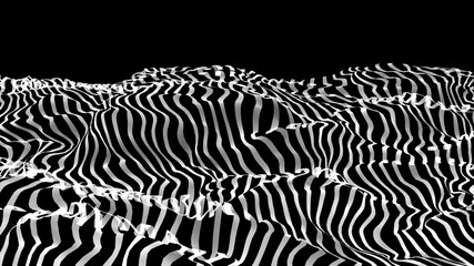 Black and white curve wave line abstract background.