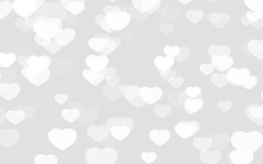Valentine day white hearts on gray background.