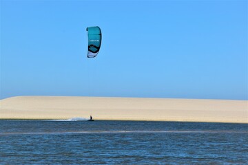 kite surfing on the beach