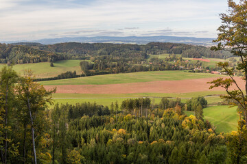 Autumn landscape of eastern Bohemia near Zampach, Czech Republic