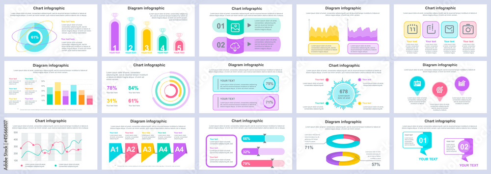 Leinwandbilder bundle business and finance infographics presentation slides template. different charts, diagrams, w