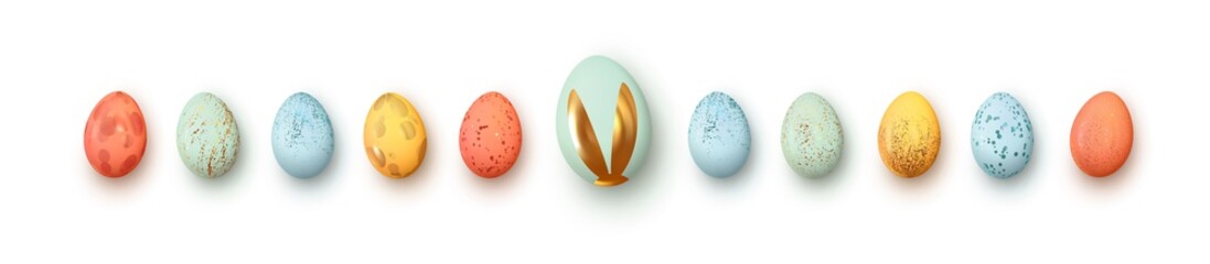 Easter eggs multicolored set realistic isolated. Vector illustration