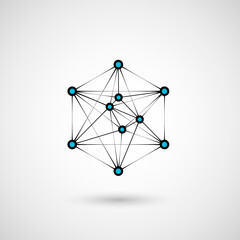 Hexagons genetic, science, chemical carcass. Vector connection and social network. Concept with lines and dots. Hexagon science technology icon