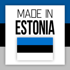 Made in Estonia label illustration with national flag