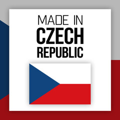 Made in Czech Republic label illustration with national flag