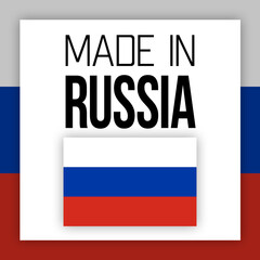 Made in Russia label illustration with national flag