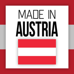Made in Austria label illustration with national flag