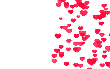 Valentine day pink red hearts on white background.