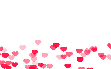 Valentine day pink red hearts on white background.