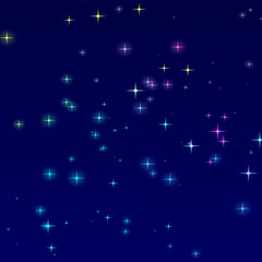 Christmas colorful starry on blue gradient background. Diwali festival holiday design.