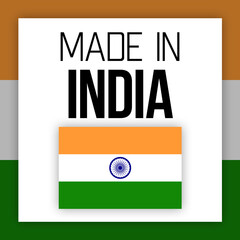Made in India label illustration with national flag