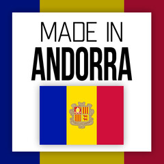 Made in Andorra label illustration with national flag