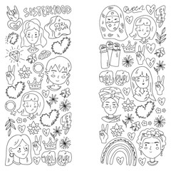 Woman international day 8 march. Girl Power. Feminism concept. Vector pattern. Sticker, patch graphic design.