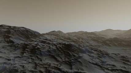 beautiful view from an exoplanet, a view from an alien planet, a computer-generated surface, a fantastic view of an unknown world, a fantasy world 3D render