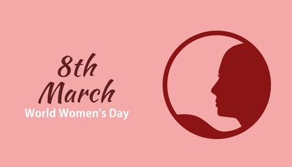 pink world women's day design. silhouette woman face.