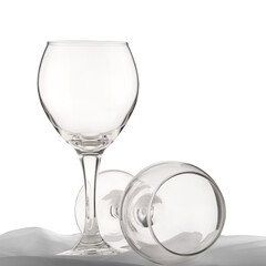 Empty wine glasses on table cloth
