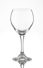 empty wine glass with reflection