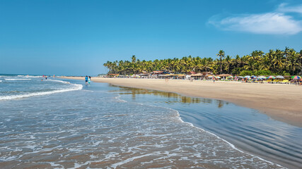 Ashvem Beach. North Goa, India. Horizontal panorama - obrazy, fototapety, plakaty