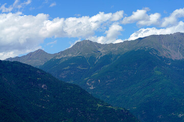 Naklejka na ściany i meble Mountain landscape at summer along the road of Aprica pass