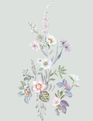 Naklejka na ściany i meble Flowers watercolor illustration.Manual composition.Big Set watercolor elements，Design for textile, wallpapers，Element for design,Greeting card