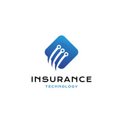 Fototapeta premium Insurance Technology logo vector icon illustration modern gradient style