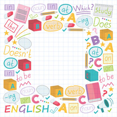 Concept of learning English. Flat design, vector pattern. English courses.