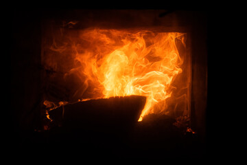 Cozy fire fireplace. Fire texture. Flame background. Burning wood.