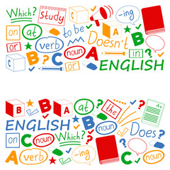 Concept of learning English. Flat design, vector pattern. English courses.