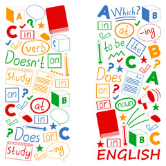 Concept of learning English. Flat design, vector pattern. English courses.