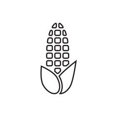 Corn icon, black line isolated on white background, vector illustration.