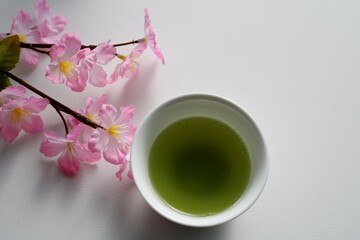 Obraz na płótnie Canvas お茶の時間　緑茶　飲み物　桜