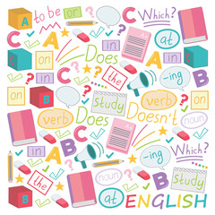 Concept of learning English. Flat design, vector pattern.