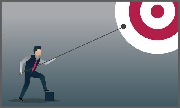 
vector illustration of businessman drawing a target with a rope, symbol of success, challenge, Eps 10
