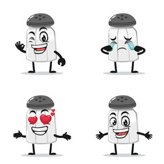 vector illustration of salt shaker mascot or character collection set with expression theme