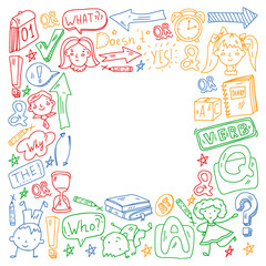 Young kids. School children. English courses. English language.