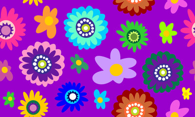 Flowers set. Bright, cartoon, seamless set for gift wrapping and other purposes.