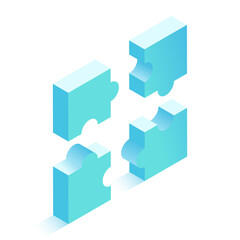 Obraz premium 4 puzzle pieces. Vector illustration in modern isometric style. 3d icon with shadow.