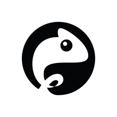 black chameleon animal logo icon design vector