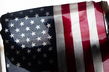 Fototapeta na wymiar US flag and a man