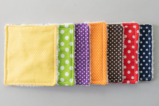 Cotton Reusable Makeup Remover Wipes And Colorful Fabrics