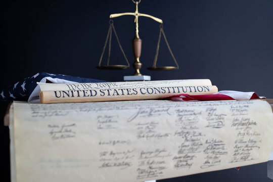 The flag and the constitution of United states of America 