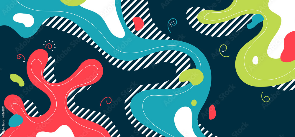 Fototapete abstract fluid colorful design of minimal splash design template. decorative with trendy line style 