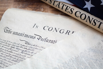 The flag and the constitution of United states of America 