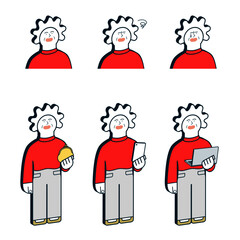 シニア女性の表情_スマホ・お財布・パソコン