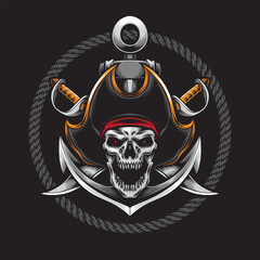 screaming skull pirate vector illustration